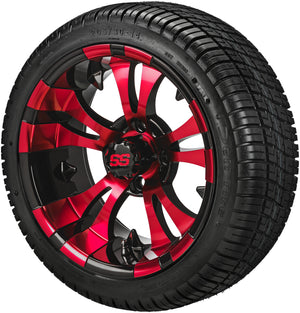 LSI 14" Warlock Black & Red Wheel and Low Profile Tire Combo