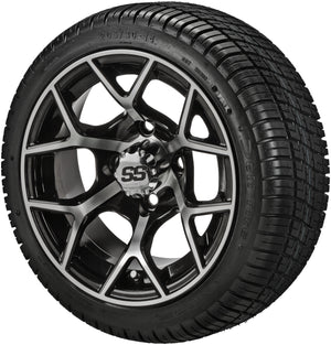 LSI 14" Ninja Black & Machined Wheel and Low Profile Tire Combo