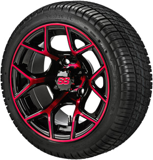 LSI 14" Ninja Black & Red Wheel and Low Profile Tire Combo