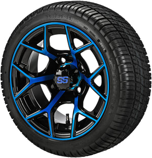 LSI 14" Ninja Black & Blue Wheel and Low Profile Tire Combo