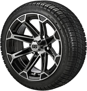 LSI 14" Viking Black & Machined Wheel and Low Profile Tire Combo