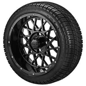 LSI 14" Black Widow Gloss Black Wheel and Low Profile Tire Combo