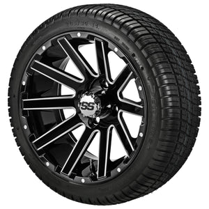 LSI 14" Venom Black & Machined Wheel and Low Profile Tire Combo