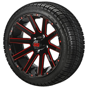 LSI 14" Venom Black & Red Wheel and Low Profile Tire Combo