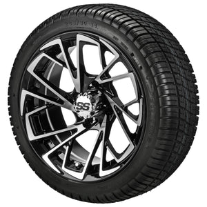 LSI 14" Stinger Black & Machined Wheel and Low Profile Tire Combo