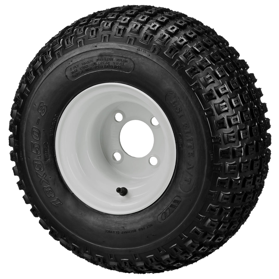 LSI 8" White Steel Wheel and Tire Combo (Centered)