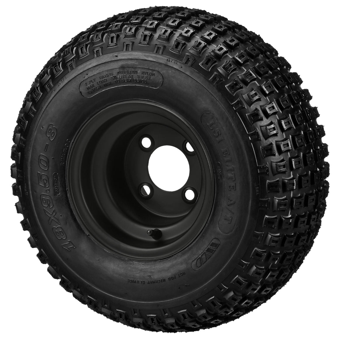 LSI 8" Flat Black Steel Wheel and Tire Combo (Centered)