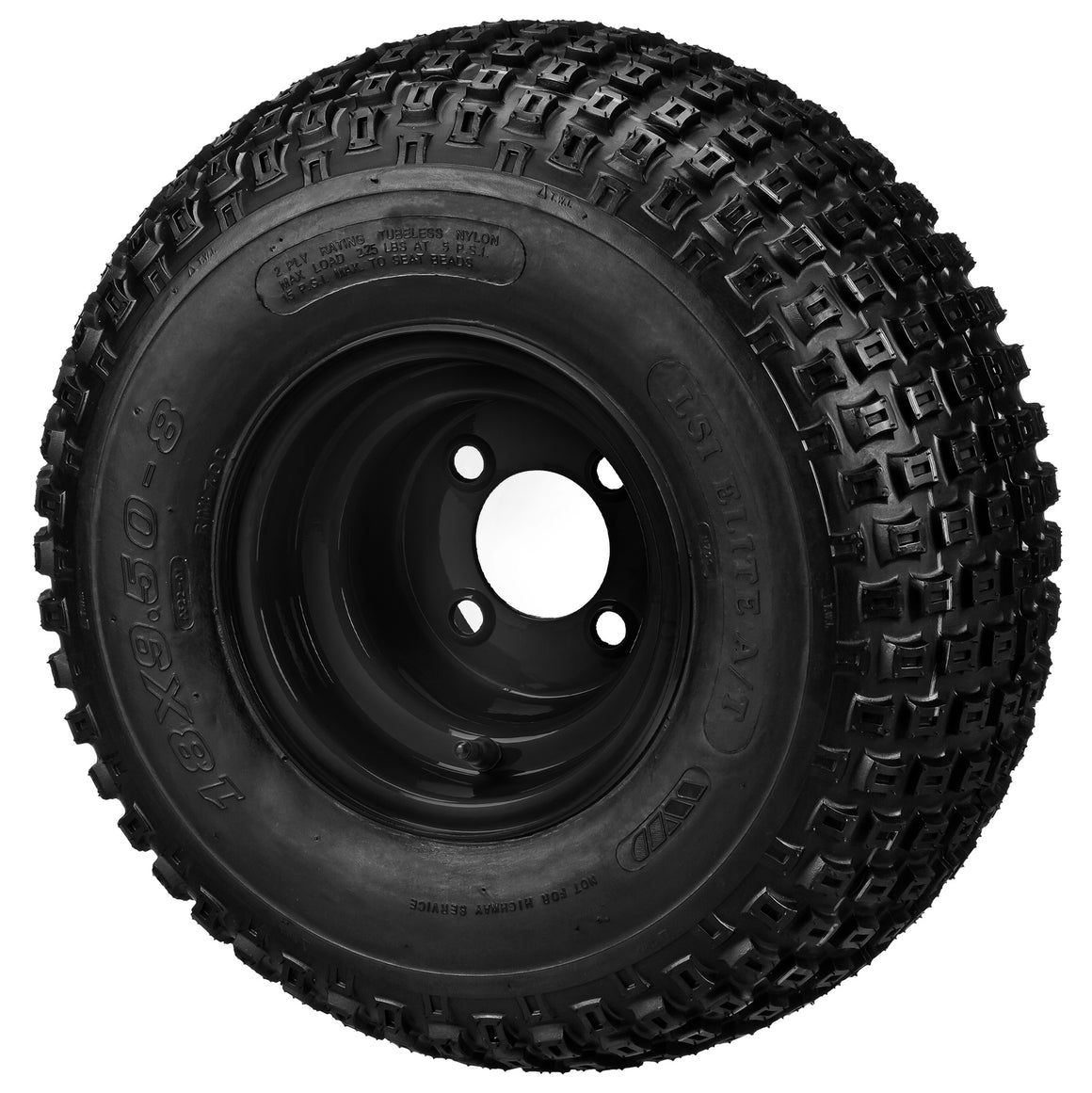 LSI 8" Gloss Black Steel Wheel and Tire Combo (Centered)