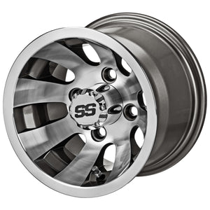 10" Gunslinger Gun Metal Gray & Machined Golf Cart Wheel