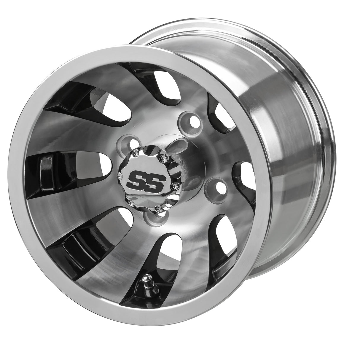 10" Gunslinger Black & Machined Golf Cart Wheel