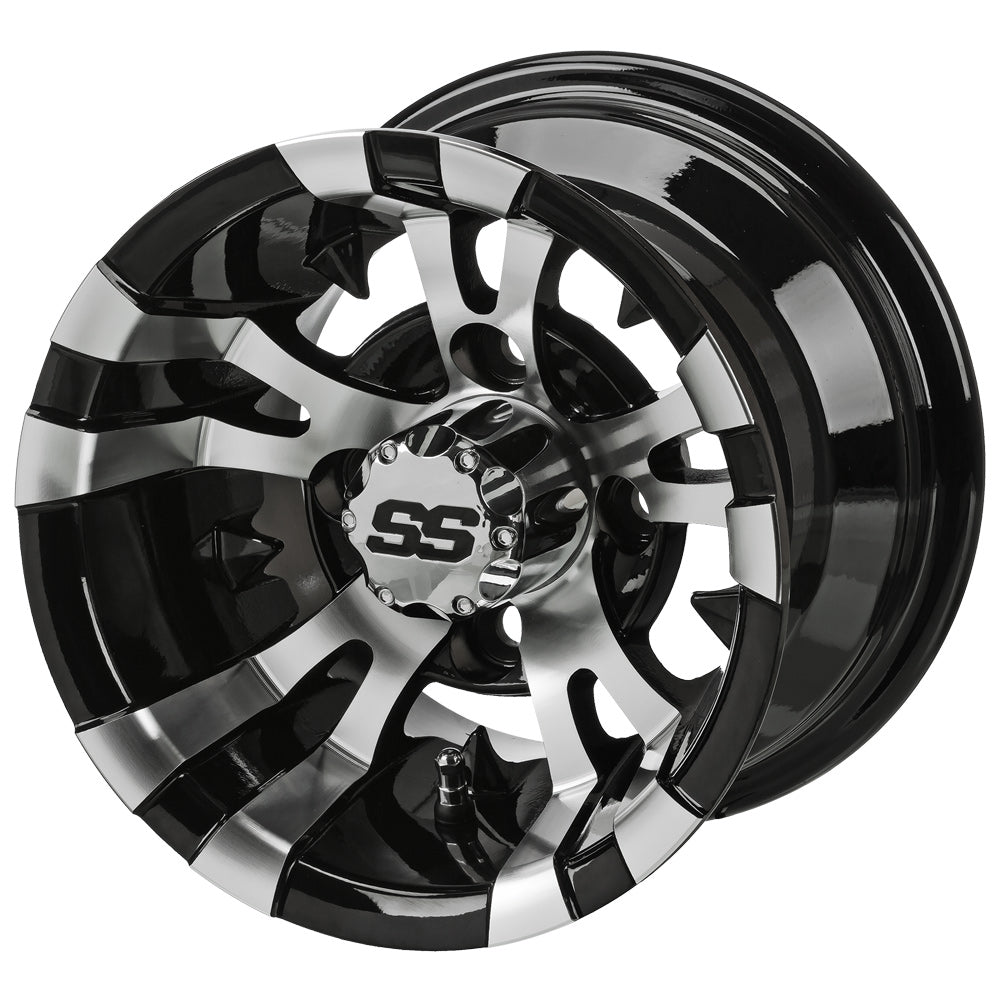 10" Warlock Black & Machined Golf Cart Wheel