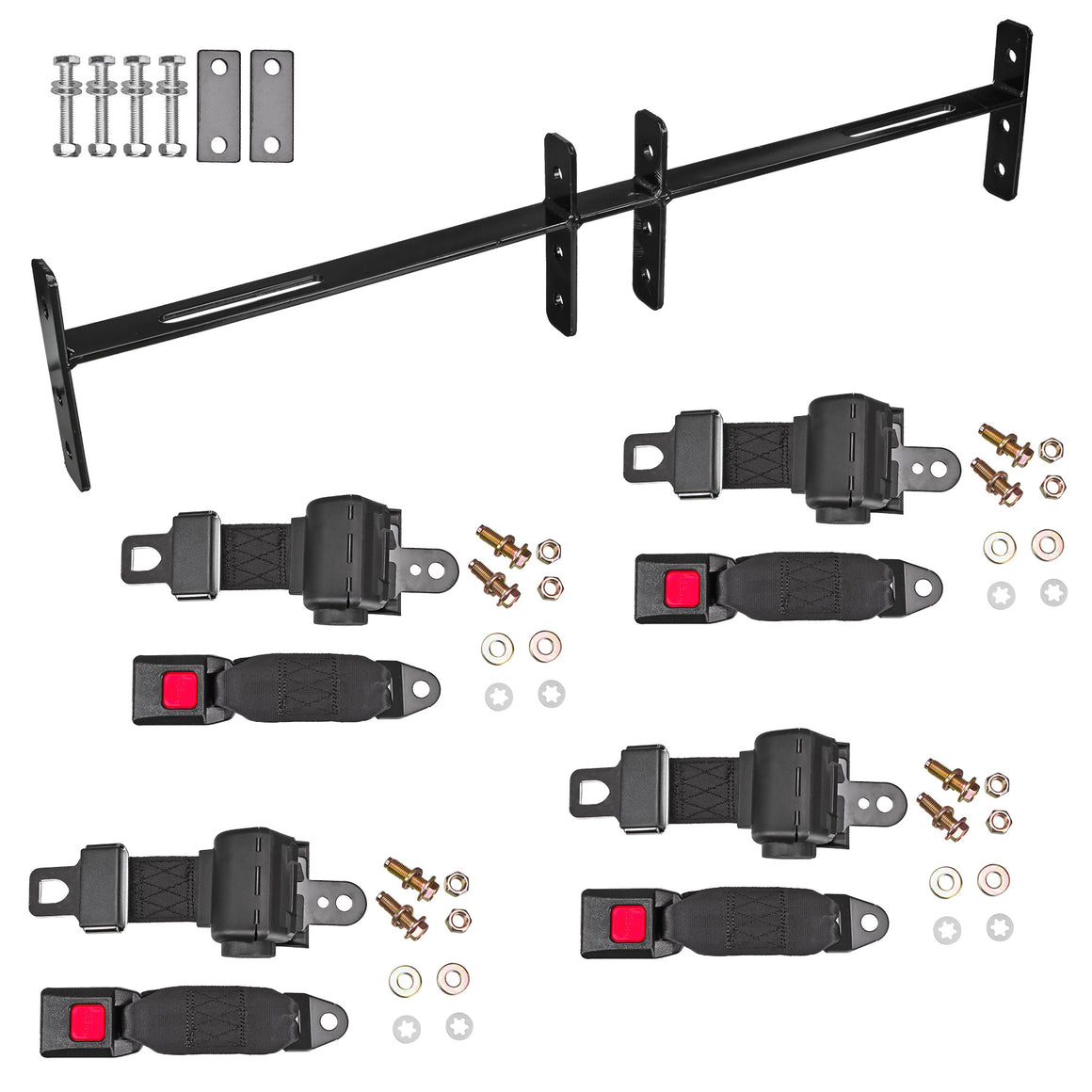 Universal 4 Passenger Retractable Seat Belt Kit