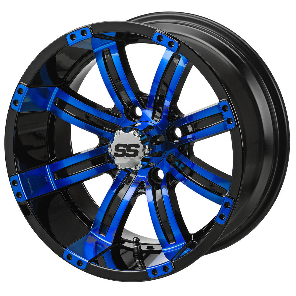 14" Casino Black & Blue Golf Cart Wheel