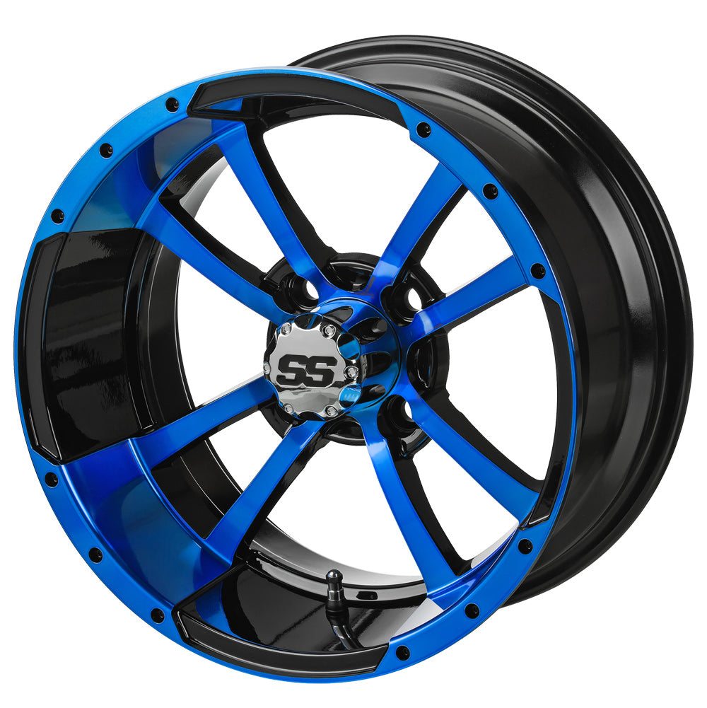14" Maltese Cross Black & Blue Golf Cart Wheel