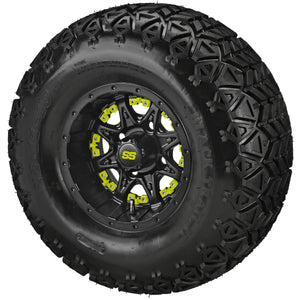 10" Revenge Matte Black Wheels on 22x11.00-10 Black Trail II Tires