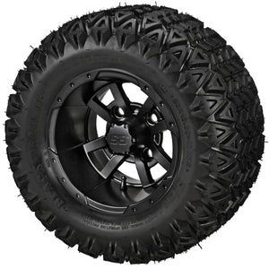 10" Maltese Cross Wheels on Black Trail Tires Combo