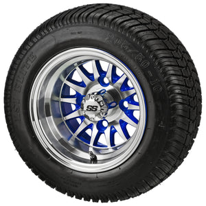 14-Spoke Blue & Machined on 205/50-10 Low Pro Tire