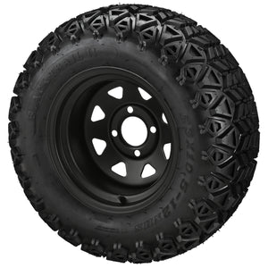 12" Steel Spoked Black on Black Trail Tire & Wheel Combos