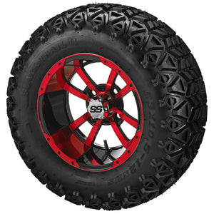12" Maltese Cross Wheels on Black Trail Tires Combo