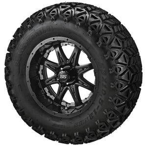 12" Revenge Matte Black Wheel on Black Trail Wheels w/Colored Inserts