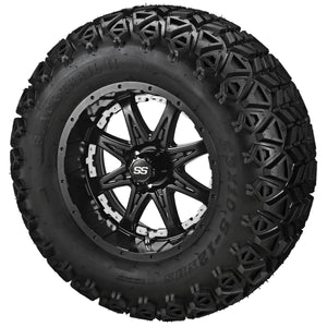 12" Revenge Matte Black Wheel on Black Trail Wheels w/Colored Inserts
