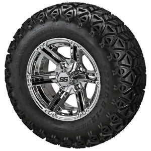 12" Yukon Wheels on Black Trail Tires Combo