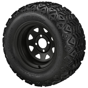 12" Steel Spoked Black on Black Trail Tire & Wheel Combos