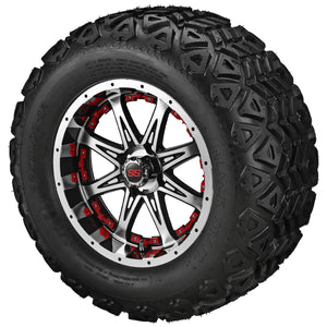 12" Revenge Black/Machined Wheel on Black Trail Wheels w/Colored Inserts