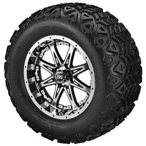 12" Revenge Black/Machined Wheel on Black Trail Wheels w/Colored Inserts