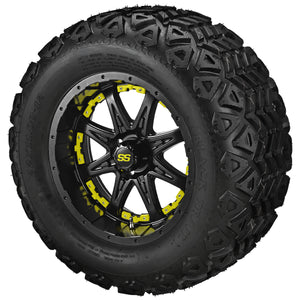 12" Revenge Matte Black Wheel on Black Trail Wheels w/Colored Inserts