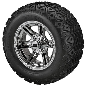 12" Yukon Wheels on Black Trail Tires Combo