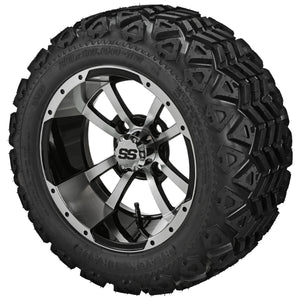 12" Maltese Cross Wheels on Black Trail Tires Combo