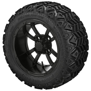 12" Maltese Cross Wheels on Black Trail Tires Combo