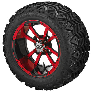 12" Maltese Cross Wheels on Black Trail Tires Combo