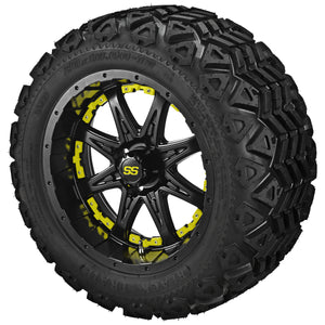 12" Revenge Matte Black Wheel on Black Trail Wheels w/Colored Inserts