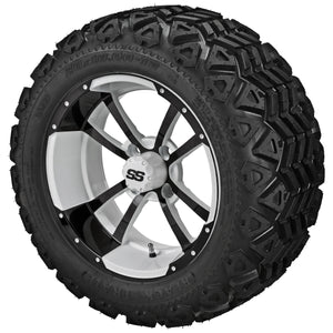 12" Maltese Cross Wheels on Black Trail Tires Combo