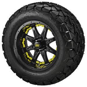 12" Revenge Matte Black Wheel on 22x10.00-12 Trail Fox A/T Tires w/Colored Inserts