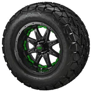 12" Revenge Matte Black Wheel on 22x10.00-12 Trail Fox A/T Tires w/Colored Inserts