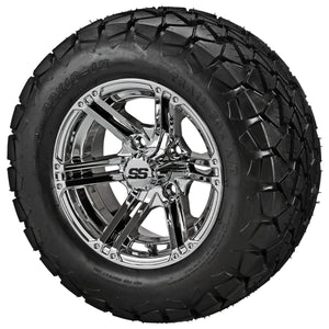 12" Yukon Wheels on 22x10.00-12 Trail Fox A/T Tires Combo