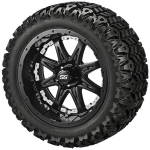 12" Revenge Matte Black Wheels on Sierra Classic Tires Combo