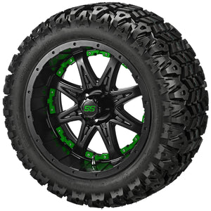 12" Revenge Matte Black Wheels on Sierra Classic Tires Combo