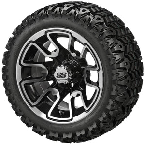 12" Tombstone Black/Machined Wheel on Sierra Classic Tires Combo