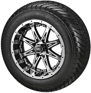 12" Revenge Black/Machined Wheel on LSI Elite Tires w/Colored Inserts