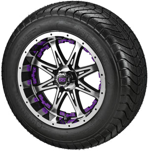 12" Revenge Black/Machined Wheel on LSI Elite Tires w/Colored Inserts