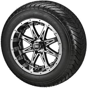 12" Revenge Black/Machined Wheel on LSI Elite Tires w/Colored Inserts