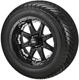 12" Revenge Matte Black Wheel on LSI Elite Tires w/Colored Inserts