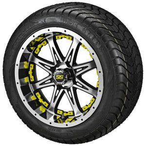 12" Revenge Black/Machined Wheel on LSI Elite Tires w/Colored Inserts