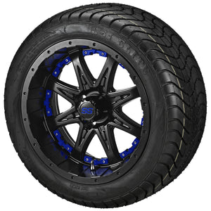 12" Revenge Matte Black Wheel on LSI Elite Tires w/Colored Inserts