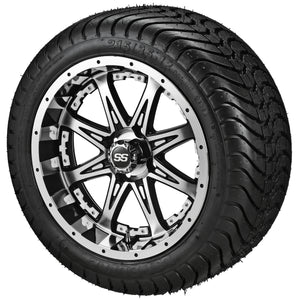 12" Revenge Black/Machined Wheel on LSI Elite Tires w/Colored Inserts
