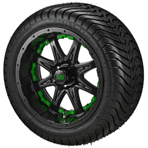 12" Revenge Matte Black Wheel on LSI Elite Tires w/Colored Inserts
